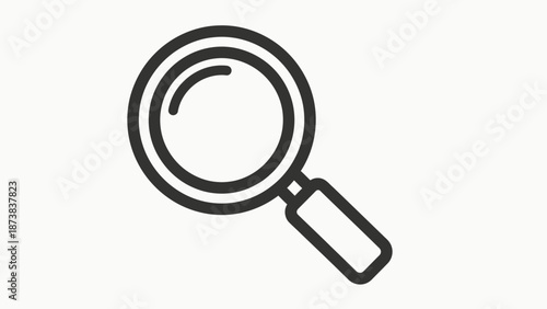 Outline Icon of a Magnifying Glass Symbolizing Search and Discovery on Isolated White Background.