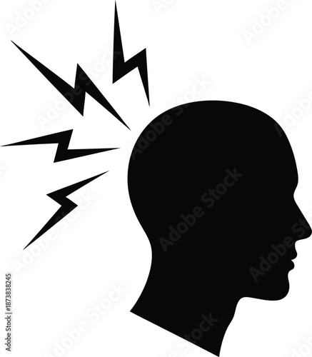 Silhouette of person with severe headache and migraine