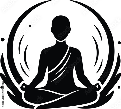 Meditation logo icon design vector isolated on transparent background