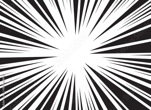 Manga comic explosion, motion or movement effect, vector background. Manga anime cartoon radial speed lines and abstract pattern for comic book burst, flash ray or explode bang action