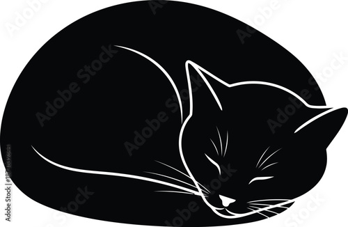 Minimal Black Cat Silhouette Art for Modern Decor
