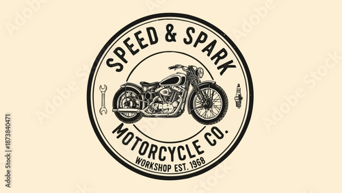 Vintage Motorcycle Emblem Speed Spark Motorcycle Co.