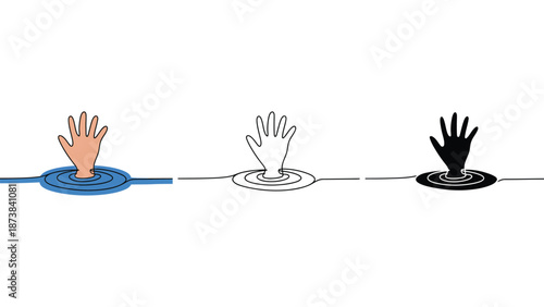 An illustration of hands reaching out from different colored backgrounds