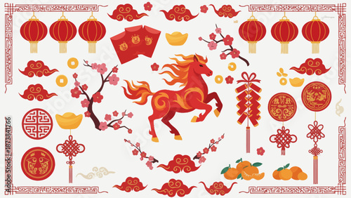 Chinese New Year Horse Elements Collection.