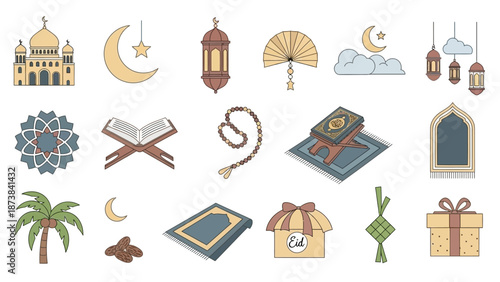 Islamic Symbols and Icons Collection.