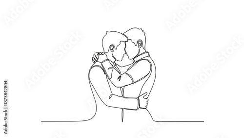 A tender moment of a man hugging a woman tightly in a loving embrace indoors.