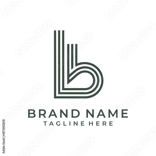 Modern Letter B Logo Design Template with Brand Name and Tagline.