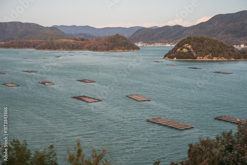 日本の岡山の美しいトワイライトタイム