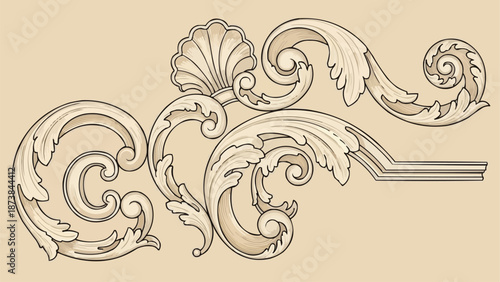 Ornate Scrollwork and Acanthus Leaf Decorative Elements.