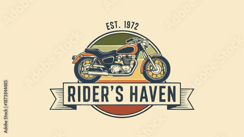 Vintage Motorcycle Emblem Riders Haven Est 1972.