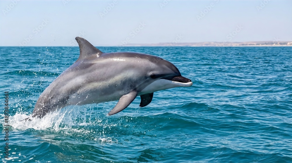 Fototapeta premium Dynamic Dolphin Leaping from Ocean Waves