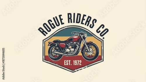 Vintage Motorcycle Emblem Rogue Riders Co Est 1972.