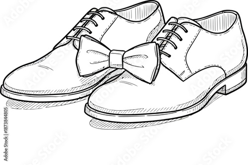 Classic men shoes vintage line art illustration
Elegant Men's Formal Shoes with Bow Tie
