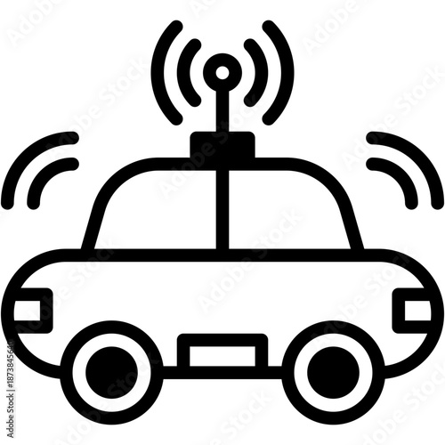 Autonomous Electric Smart Car Technology Icon