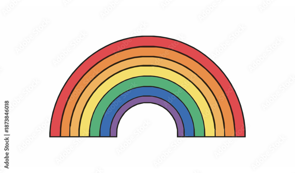Fototapeta premium Classic rainbow vector illustration with smooth colorful arcs isolated on white