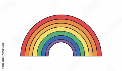 Classic rainbow vector illustration with smooth colorful arcs isolated on white