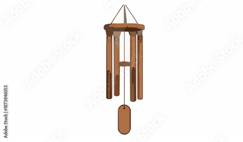 Traditional wooden wind chimes vector illustration isolated on white background
