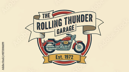 The Rolling Thunder Garage Motorcycle Emblem Est 1972.