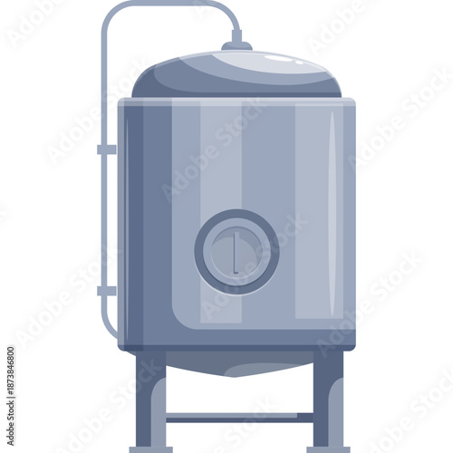 Illustration of a large stainless steel storage tank