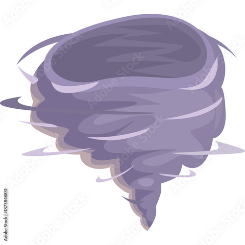 Illustration of a purple tornado with swirling clouds