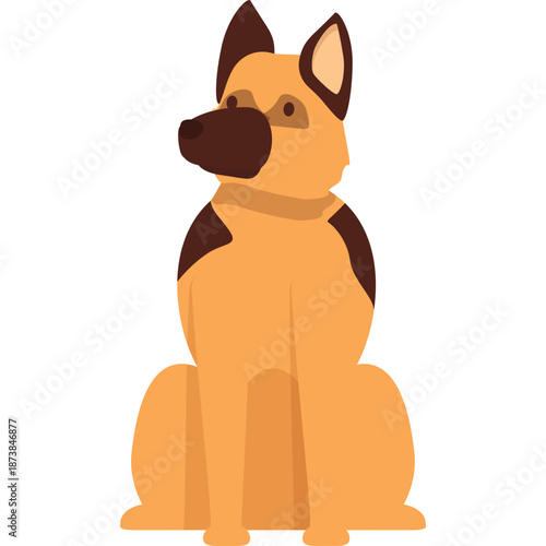 Illustration of a sitting German Shepherd dog