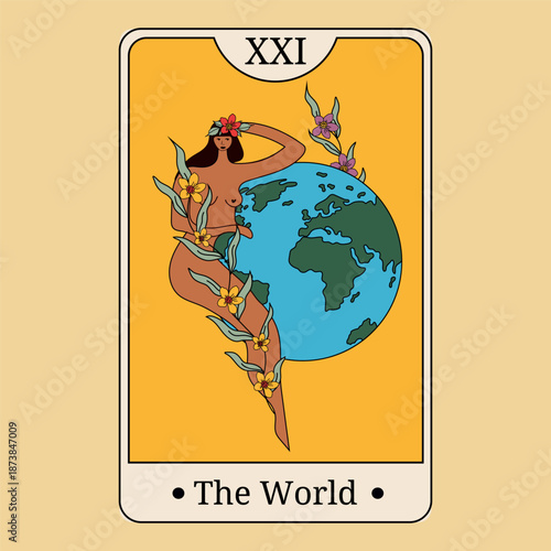The World Tarot Card Featuring Earth and Nature Elements