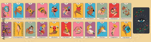 Vibrant Tarot Card Deck Featuring Bold Designs