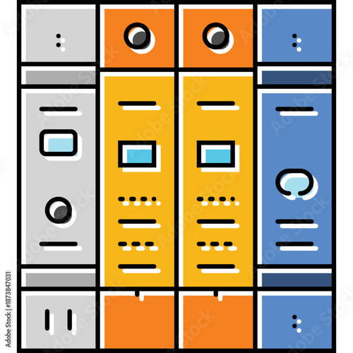 Illustration of binders on a shelf