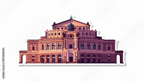 Grand structure with arched windows, intricate detailing, and a central dome