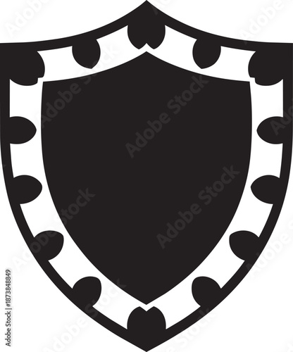 Ornate shield vector illustration, classic protective emblem with decorative border and empty space
