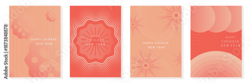 Chinese New Year cover background vector. Luxury background design with gold Chinese fireworks and oriental decorative element for Asian Lunar New Year holiday cover, poster, ad and sale banner.
