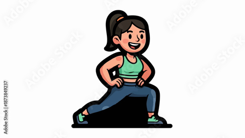 Cartoon woman stretching