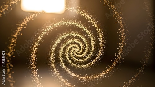 Golden spiral particles swirl in mesmerizing dynamic motion