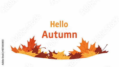 Greeting for autumn with vibrant leaves in warm tones