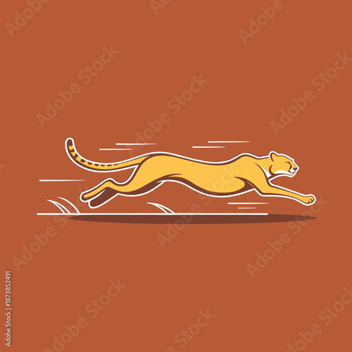 Golden cheetah runs at full speed across a warm background, showcasing the incredible agility and swiftness of the fastest land animal.