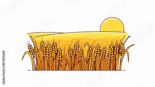 Golden wheat field under a setting sun, with stalks bending gently