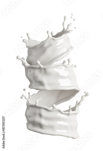 milk splash tower on white background
