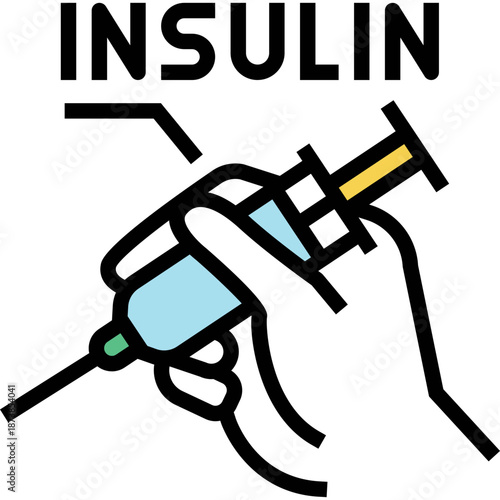 Insulin syringe in hand icon