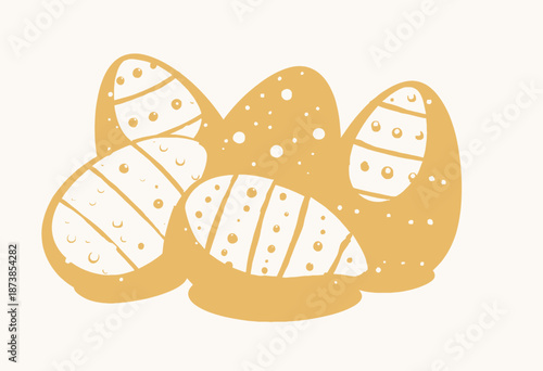 Colorful Easter Eggs with Textured Patterns and Shiny Surfaces Arranged in a Cheerful Display Against a White Background