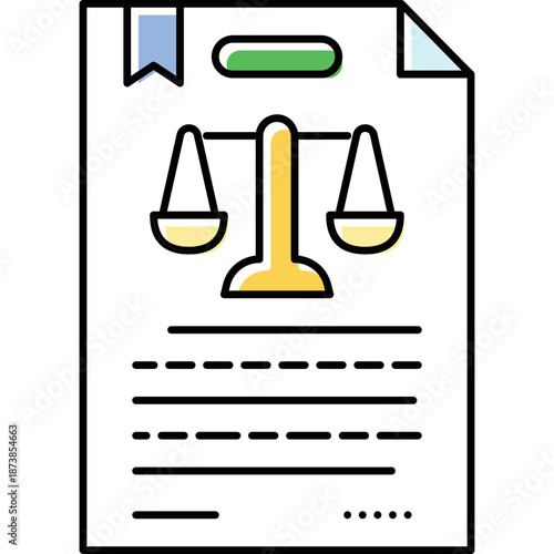 Legal document with scales of justice icon