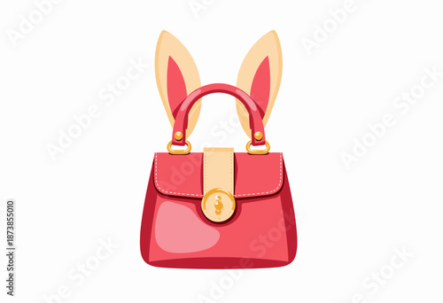 Whimsical Red Handbag with Rabbit Ear Design and Gold Buckle Accents, Merging Style and Fantasy for Fashion-Forward Statement Pieces
