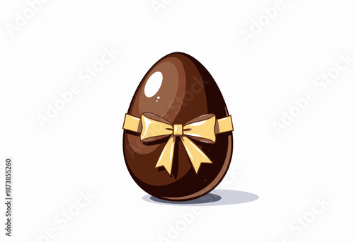 Elegant Chocolate Egg Adorned with Gold Ribbon Perfect for Celebratory Gifts and Festive Occasions Showcasing Gourmet Confectionary Craftsmanship