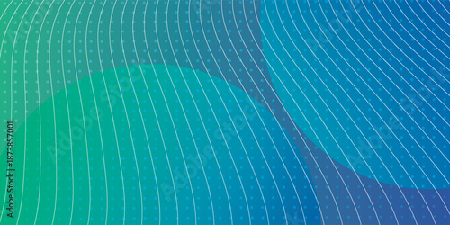 Abstract Wavy Lines Gradient Background in Green and Blue Tones.