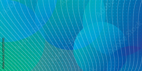 Abstract Blue and Green Wavy Lines Background.