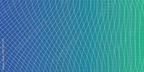 Abstract Blue Green Gradient Wavy Lines Background.