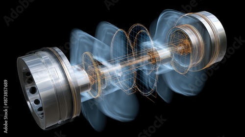 piston changing direction at high speed, inertia forces visualization