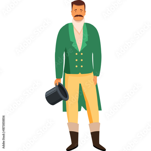 Man in Green Victorian-style Suit Holding a Top Hat