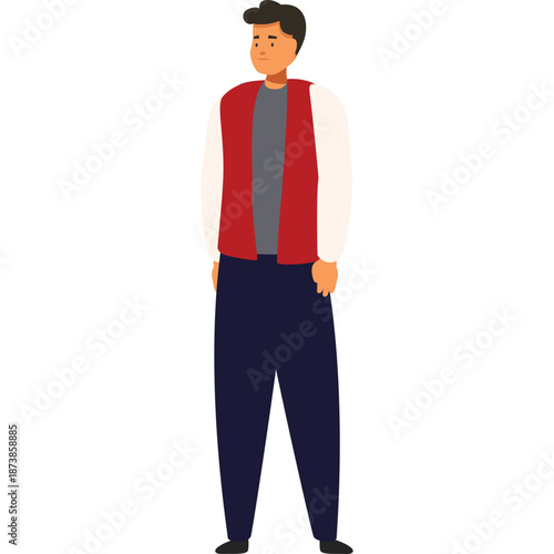 Man in Varsity Jacket and Dark Pants