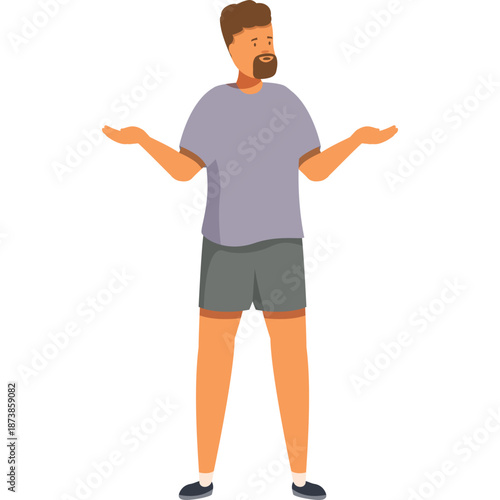 Man with open arms, confused expression