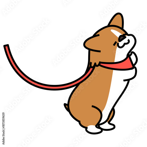 嬉しくて跳ねるコーギーのイラスト